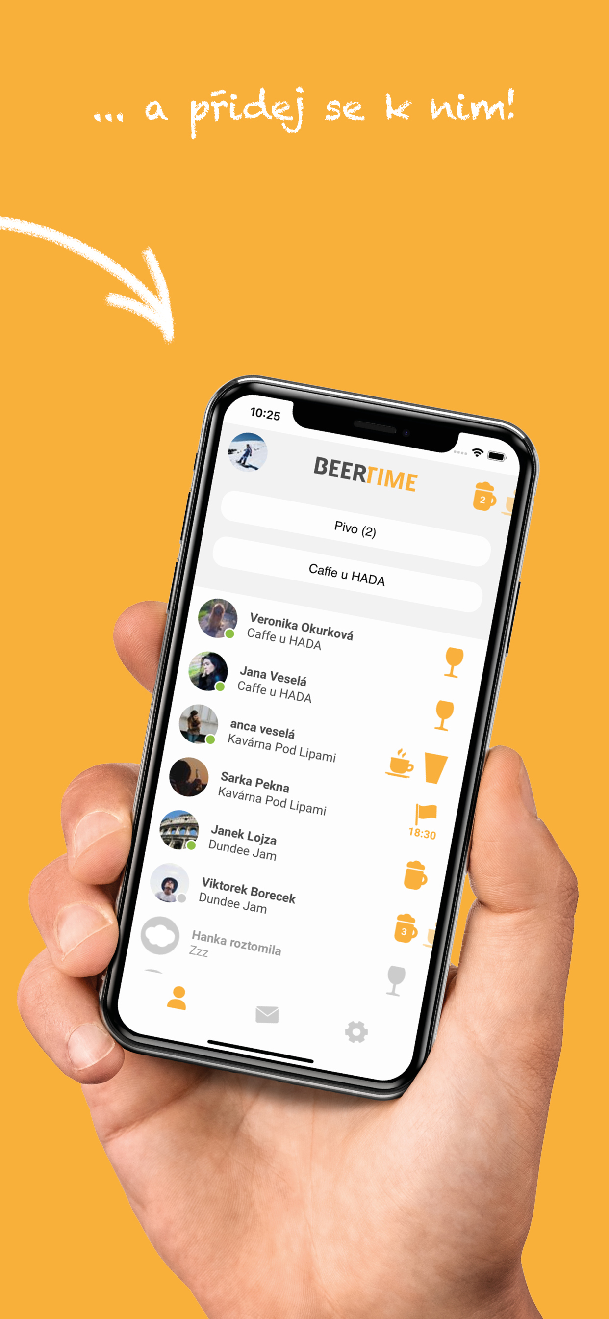 Beertime friends feed screen