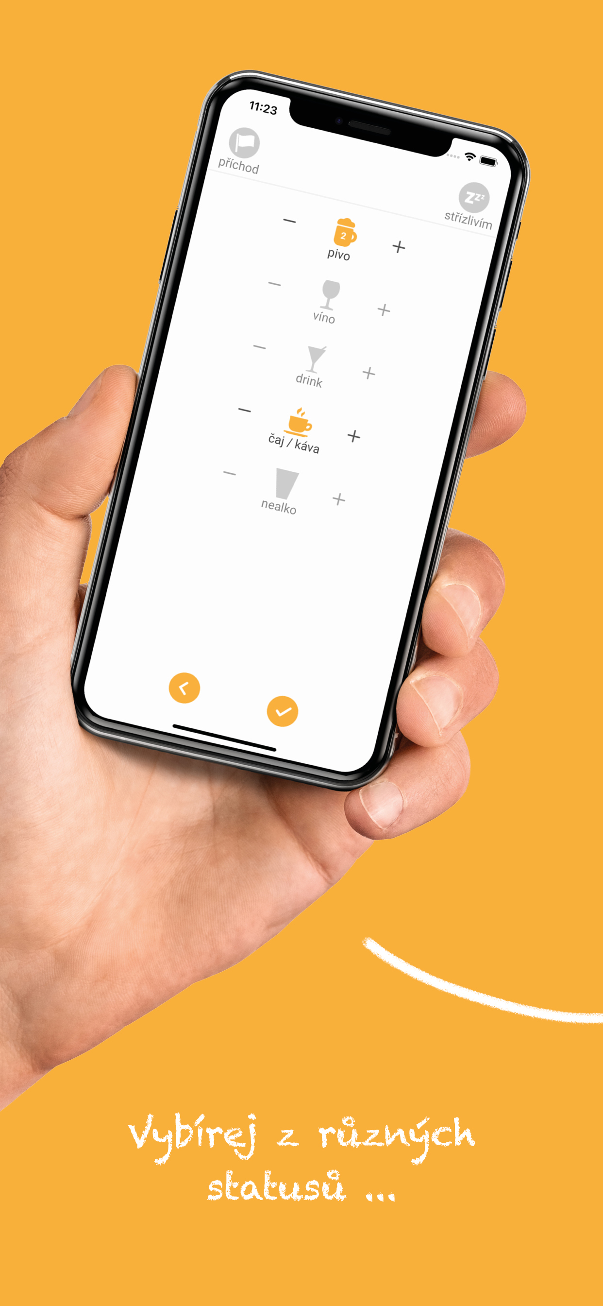 Beertime status selection screen
